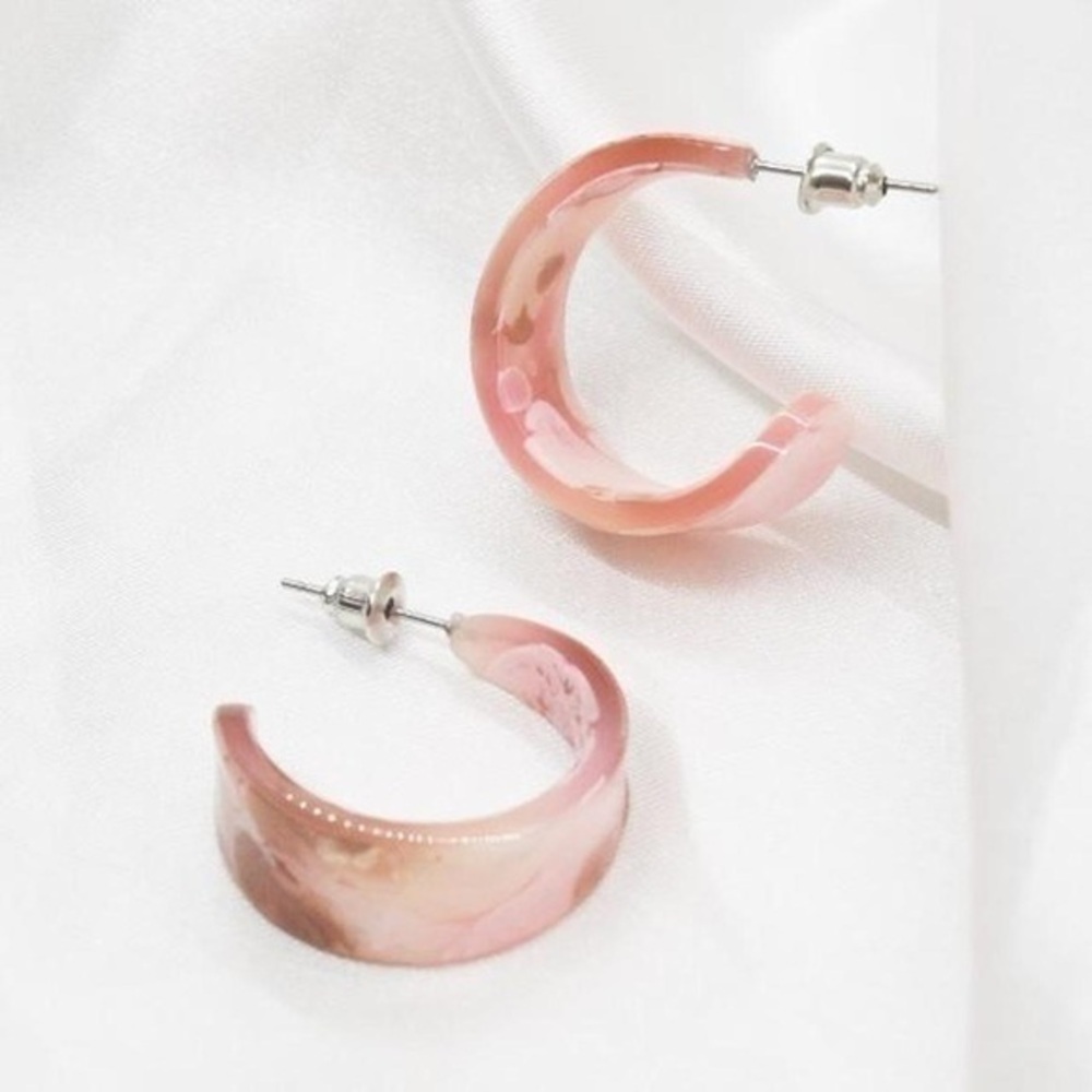 Pink Acrylic Wide Mini Hoops